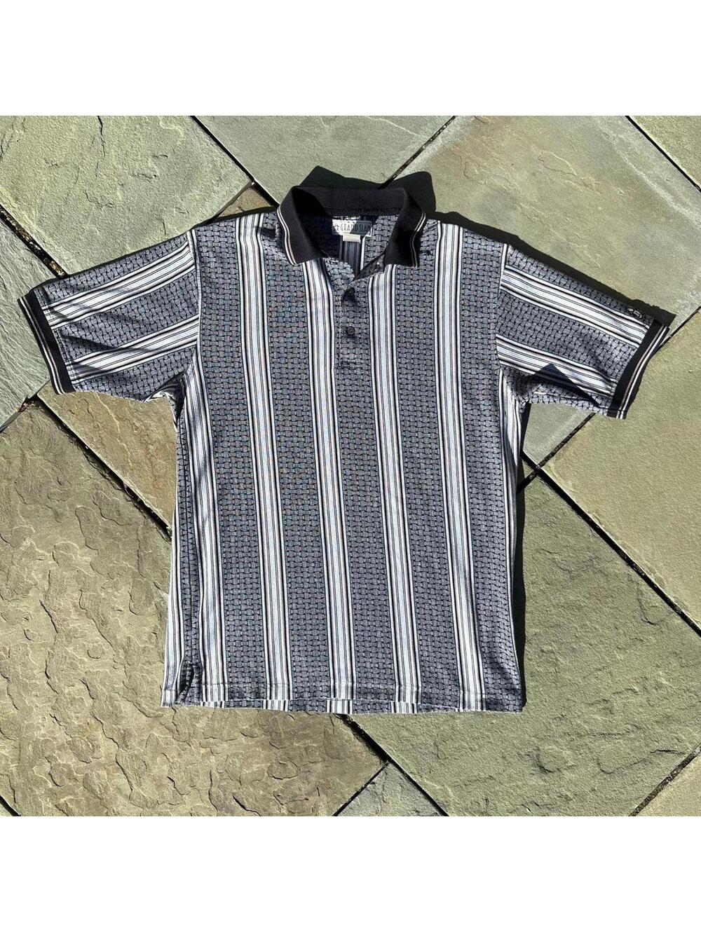 Neo-Vintage Y2K Vertical Stripe + Pattern Polo